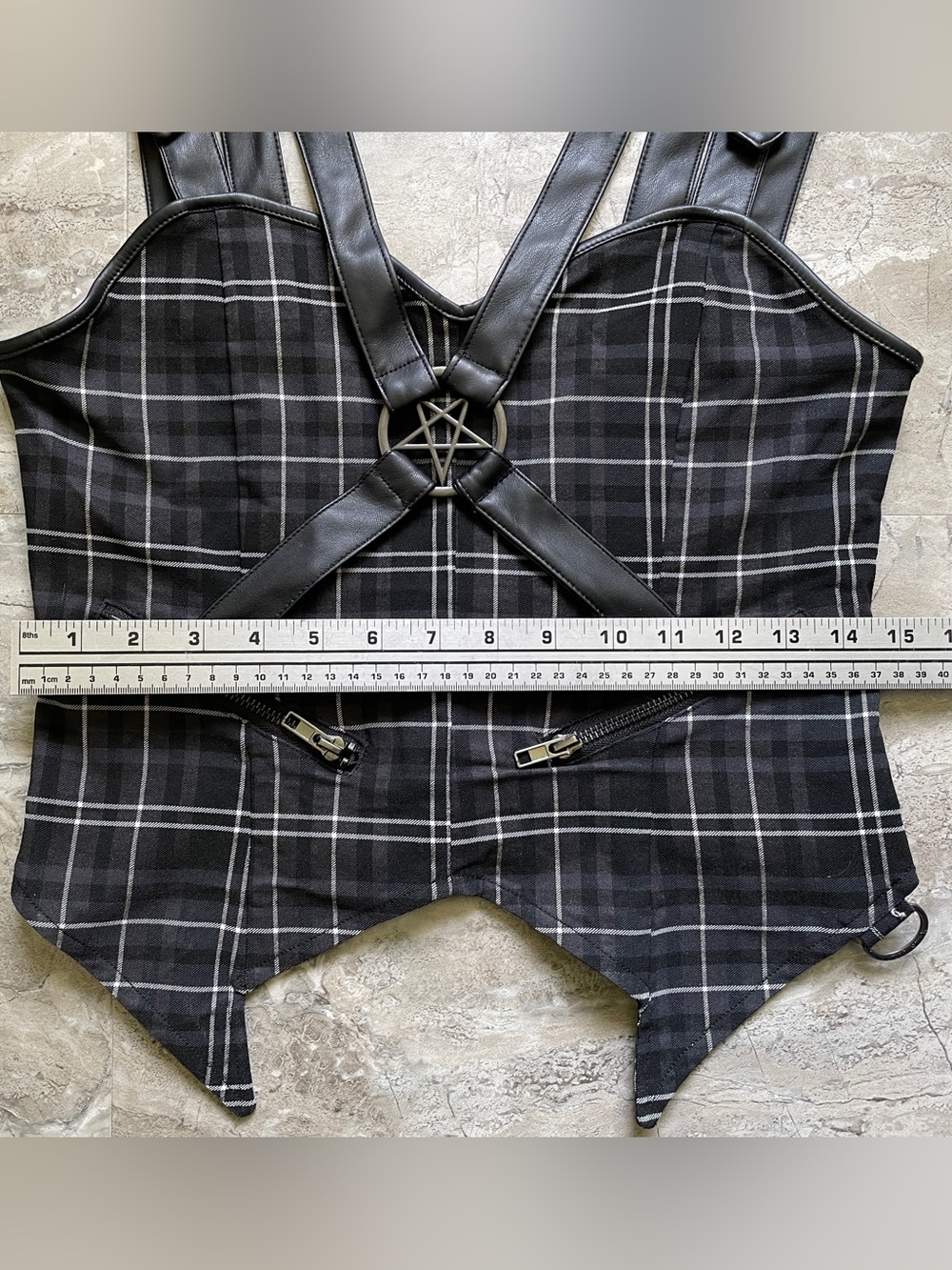 Killstar Black Plaid Gothic Harness Corset Top - Picture 6 of 8